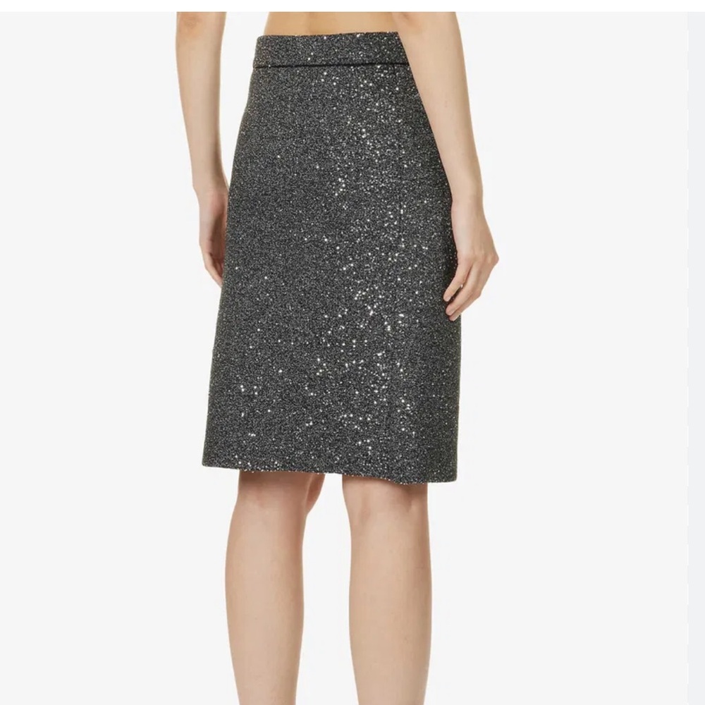 Gucci Metallic Thread Sequin Elegant Black Glitter Midi Skirt Women’s Size M